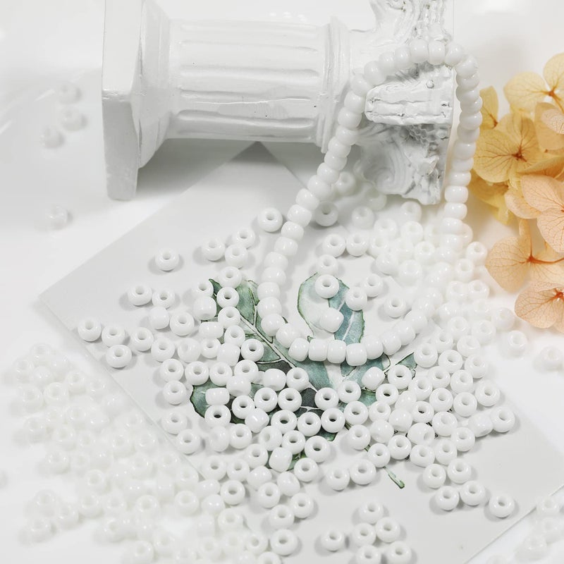 Bala&Fillic White Color 4mm Seed Beads About 1400pcs in Box 6/0 Glass Craft Seed Beads for Jewelry Making (White) - Image 2
